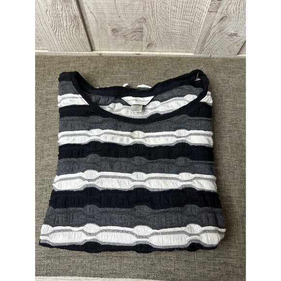 Christopher & Banks Womens Black & White Striped Knit Sweater Top Large - Picture 3 of 7